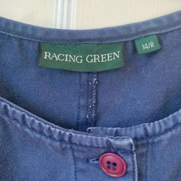 Vintage “Racing Green” Blue Button Down Midi Dress- Size 14R (Large) - Picture 8 of 8